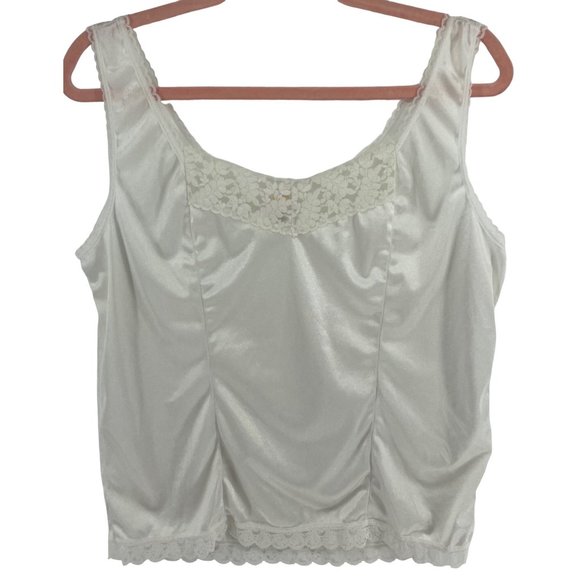 Heavenly Secrets Women's Size Large White Satin Lace Trim Intimates Top - Picture 1 of 5